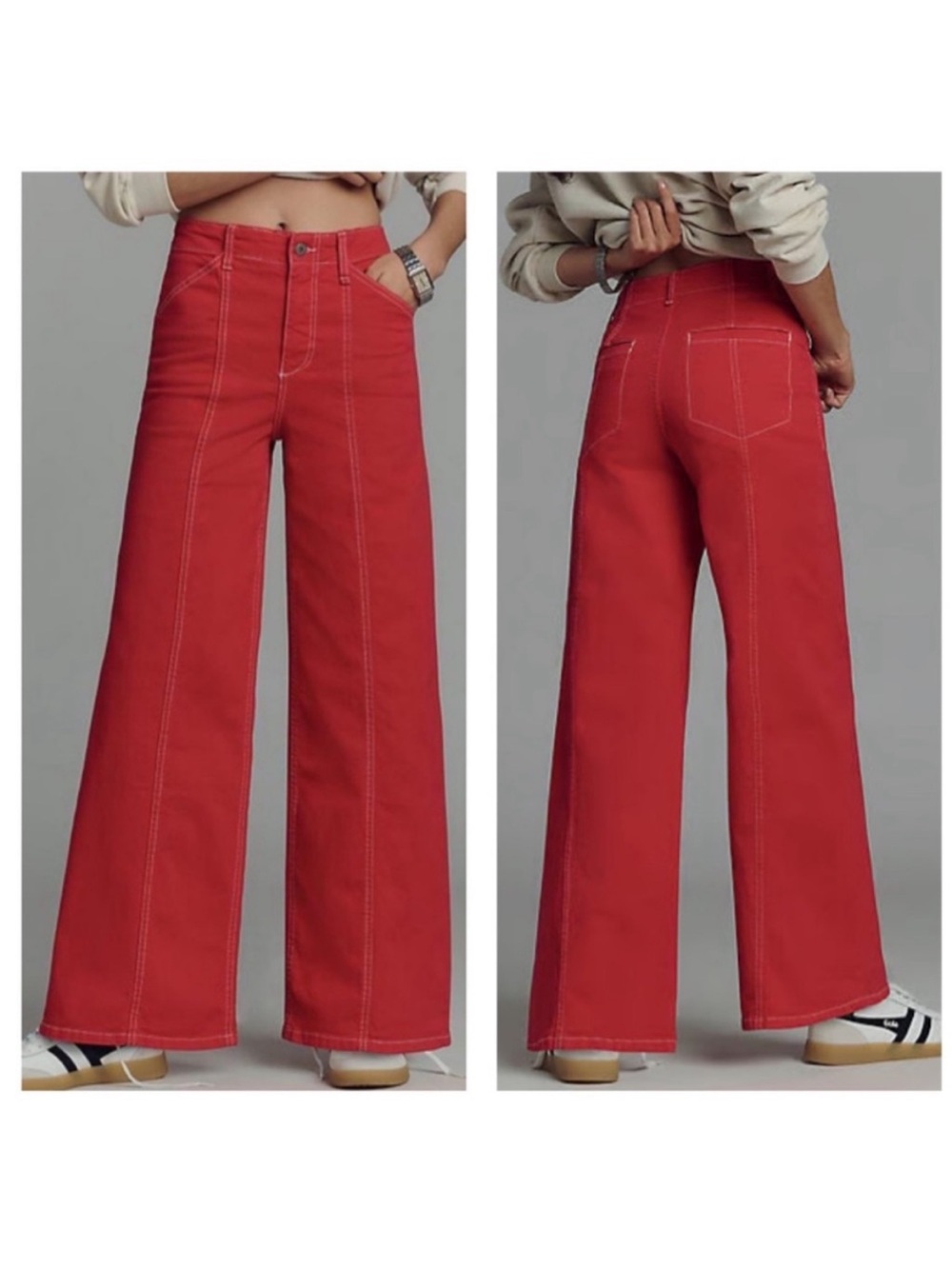 💓❤️Anthropologie | Maeve | Delaney Clean Seamed High Rise Wide Leg Jean 27 Pink